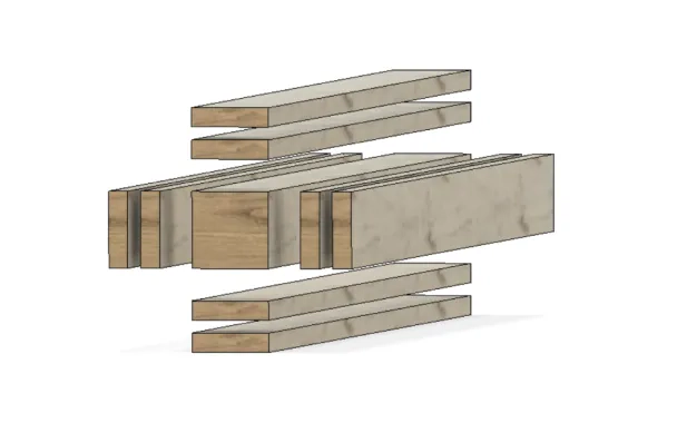 01の原木を台車で挽き割りする